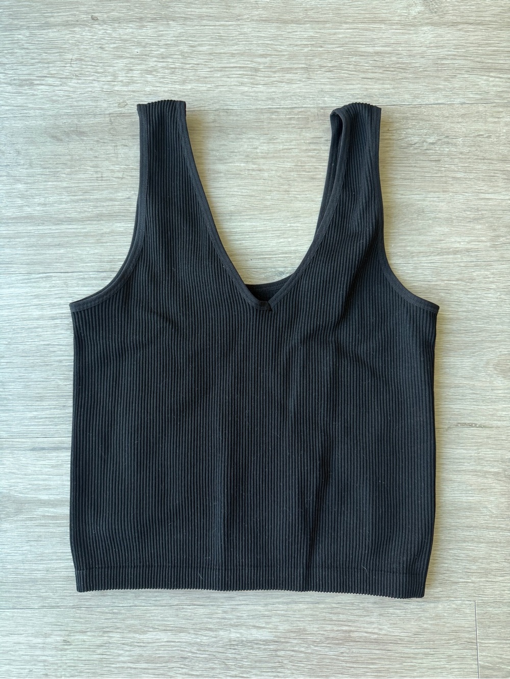 Black Ribbed Reversible V-Neck/Scoop Tank Top - Women